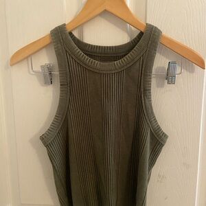 Aerie Olive Green Ribbed Tank Top